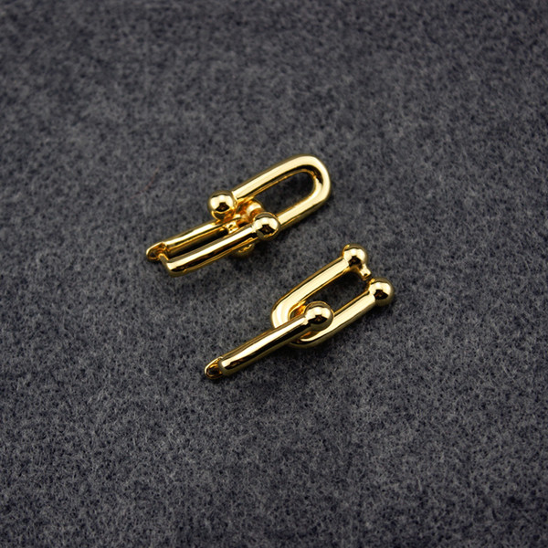 golden Earrings Women Party U shape Attractive stud luxury jewelry high quality charm hardwear series studs