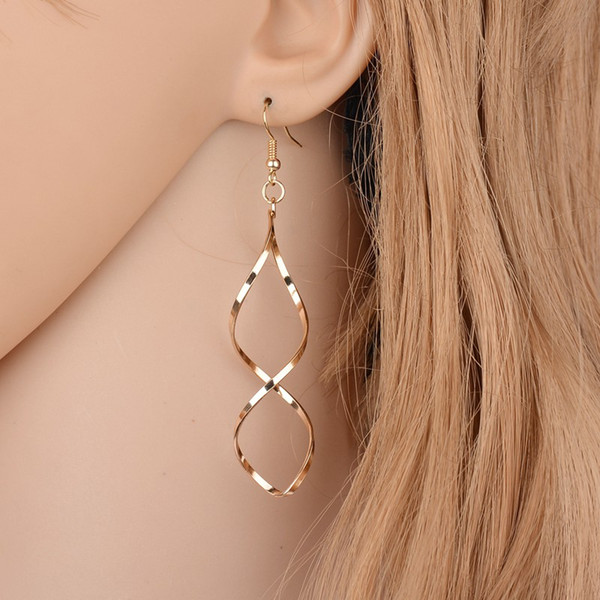 Top Quality Simple Spiral Ear Line White & Rose Gold Colors Fashion Drop Earrings For Women Jewelry Wholesale E1190