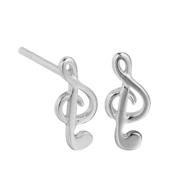 5 pairs/lot Charm 925 Sterling Silver Small Treble Clef Music Note Sign Stud Earrings for Women Hot Sale Jewelry Girls Gift