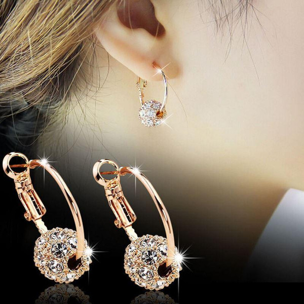 National Wind Diamond Lucky Ball Temperament Earrings Fashion Crystal Ball Gold / Silver Earrings High Quality Earrings Hypoallergenic