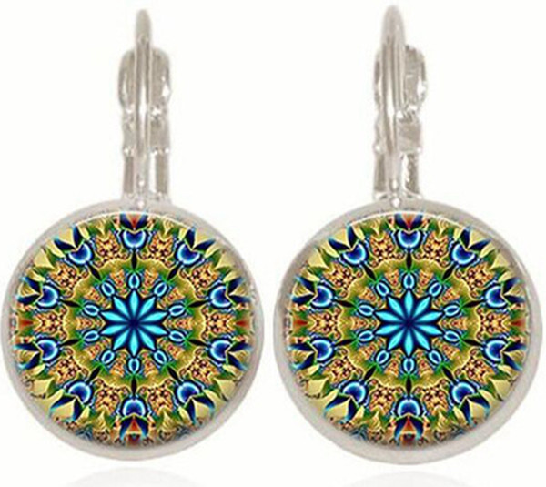 10Pair Fashion Rose Window Stained Glass Notre Dame de Paris Cathedral Earrings Jewelry DIY Religious Earrings