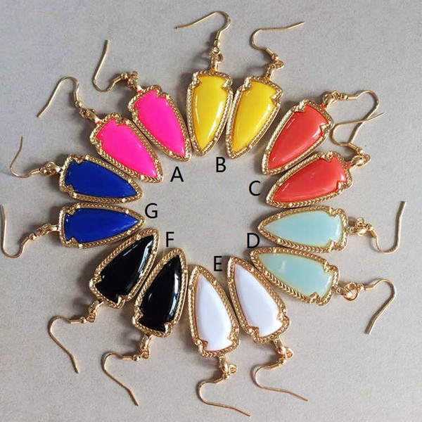 Fashion Arrowhead Gold Plated Earrings Candy Color Geometry Arrow Resin Dangle Earrings For Women MKI brand Jewelry