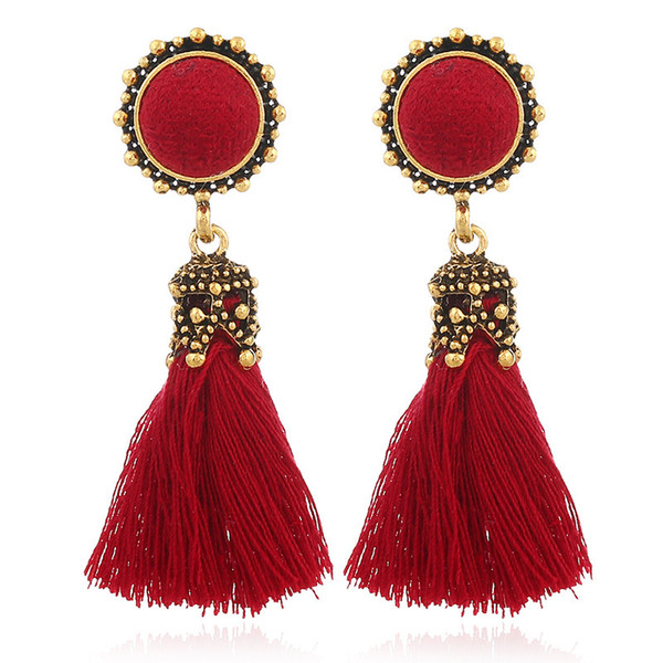 X&P Small Tassel Earrings for Women Fashion Jewelry Vintage Velvet Ball Statement Fringed Tiny Drop Earring Female Jewellery