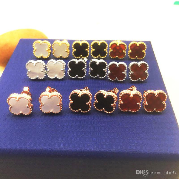 New fashion 3 Colors Lucky Clover Stud Earrings For Women Rose gold/Gold/Silver Color Cute Earring Fashion Jewelry for Girl Free Shipping!!