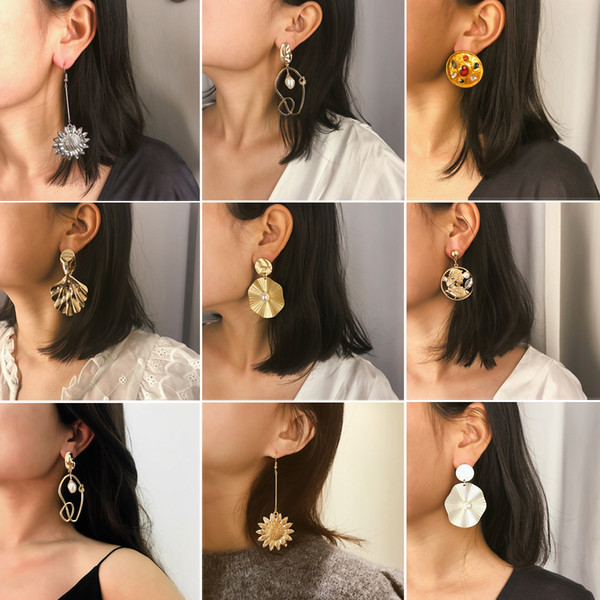 Gold Geometric Dangle Earrings Brincos For Woman Alloy Irregular Drop Earrings Drop Dangle Earring Statement Fashion