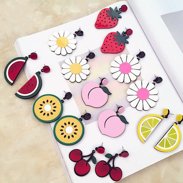 Exaggerated Fruit Earrings Korean Characters Earrings Girls