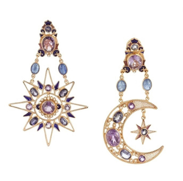 Statement Stars Gem Bohemian Sun Moon Earrings For Women Fashion Jewelry Wholesale brincos grandes