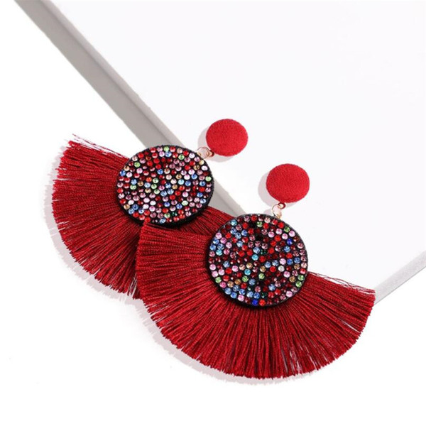 Women Bohemia Long Tassel Earrings Summer Beach Pattern Crystal Lady Earring Vacation Personality Girls Beach Brand Studs