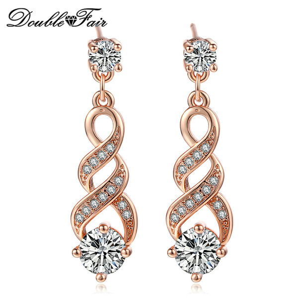 Plant Rose/White Gold Plated Charm Earrings Fashion Jewelry For Women As Anniversary Gift Crystal Wholesale DFE725 / DFE544