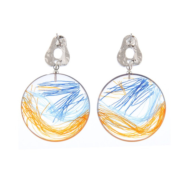 DIY Round Resin Wrapped Silk Transparent Fashion Earrings