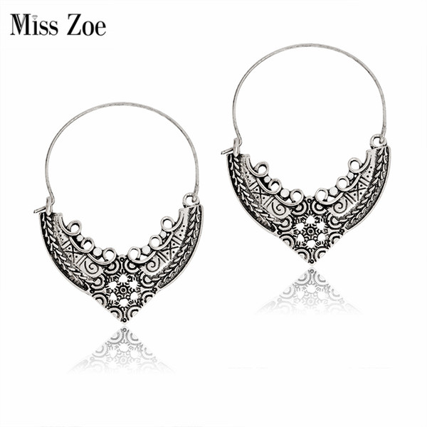 Miss Zoe Indian Hollow Patroon Oorringen Antiek Goud Zilver Oorbellen Bohemian BOHO Verklaring Ear Sieraden voor Vrouwen