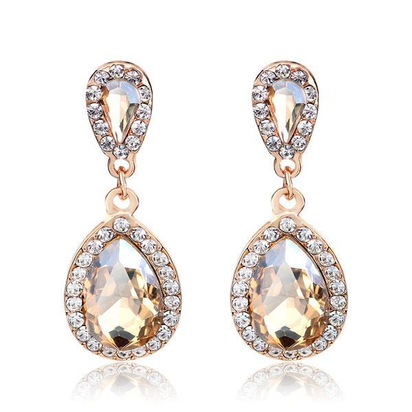 Long Big Crystal Earrings Fashion Jewelry Wedding Vintage Drop Champagne Earrings For Women