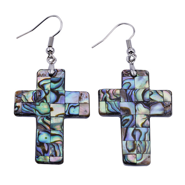 1Pairs Free Shipping Women Fashion Jewelry cross shape Natural abalone shell earrings zcx8003