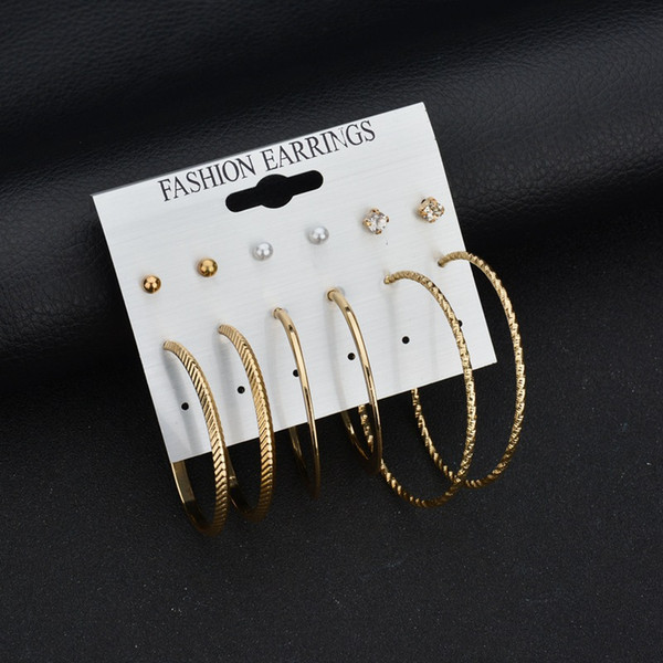 Fashion Jewelry 6pairs a lot Big Earing Women's Fashion Ear Stud Hoop Huggie Sterling Earing