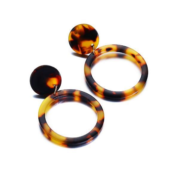 New creative ear studs simple circle acrylic Leopard print earrings fashion jewelry for gift FREE SHIPPING