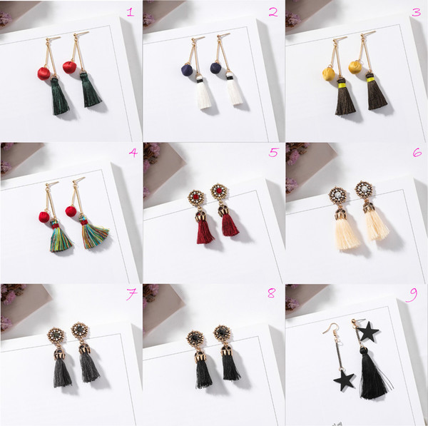 Bohemian Simple Drop Tassel Fringe Earrings Wholesale Fashion Ethnic Multi Style Jewelry Diamonds Ear New Arrival for Women Ladies Stars