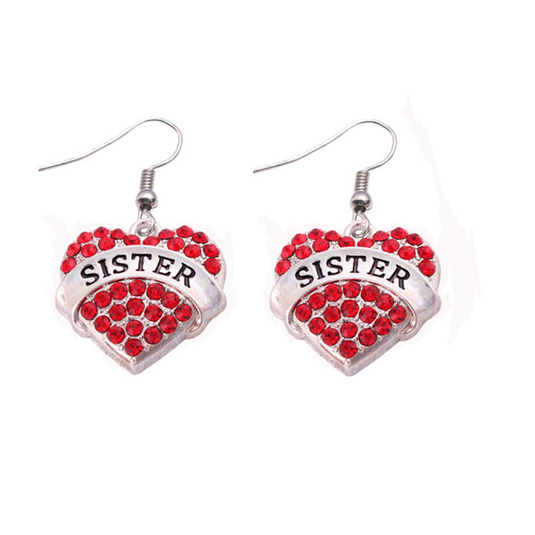 Fashion Earrings Design For Women SISTER Written With Beautiful Sparkling Birthday Gift For Sister Zinc Alloy Provide Dropshipping