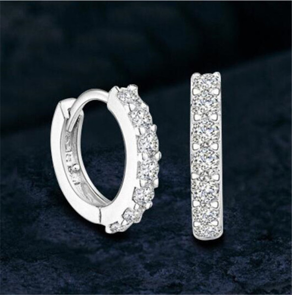 925 sterling silver small hoop earrings with zircon jewelry engagement gift for women R291