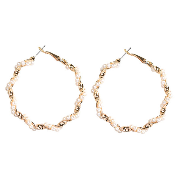 Hot Sale Earring Minimalist Design Handmade Jewelry Hoop Pearl Earrings For Women Gift Gold Color Fashion Free Shipping