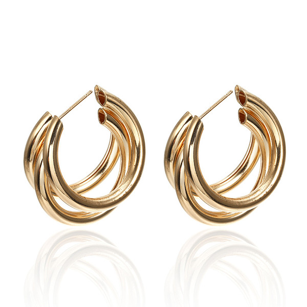 126 Hot Sale New Fashion Trend Earrings 2019 Brincos Oorbellen Simple Metal Wind Letter Round Shape Hoop Earrings For Women Gift