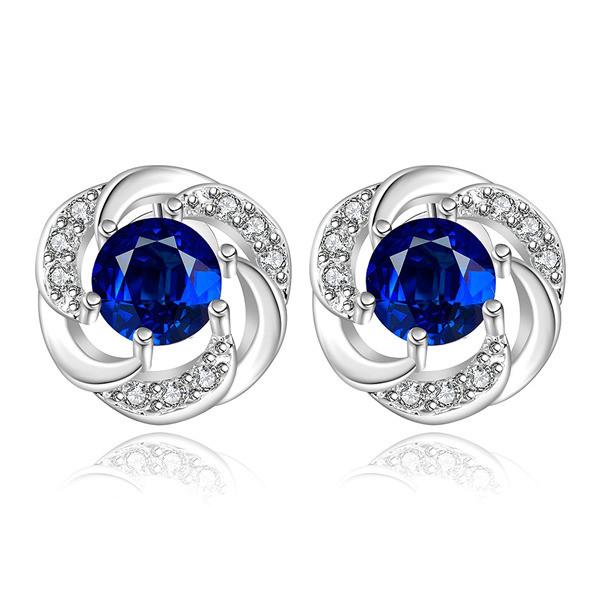 fashion design Round sterling silver plate earring fit women,wedding blue gemstone 925 silver charms earrings EE439