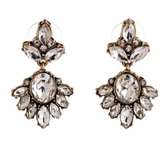 Fashion Jewelry Women Big Earrings Vintage Diamond Earrings 10PRS Girls Transparent Crystal Stud Earrings Ladies Party Charm Earring
