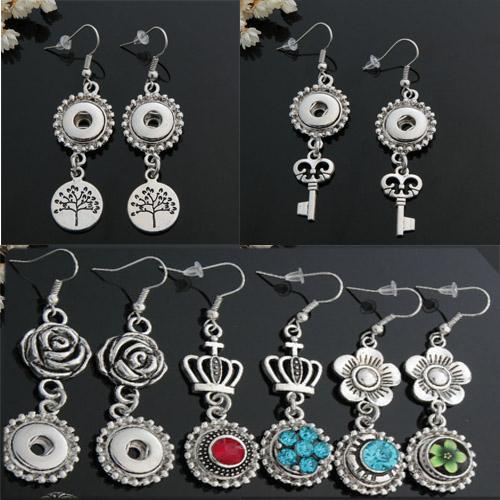 Wholesale antique silver Noosa Earrings women earring studs alloy chunk button snap 12mm DIY Interchangeable ear rings E287L