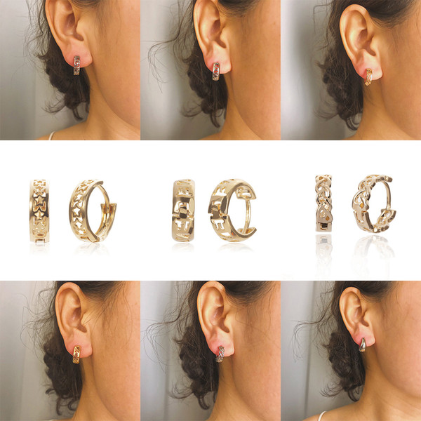 Characteristic, smooth carved earrings, concise CC hollow letters, star braided Earrings