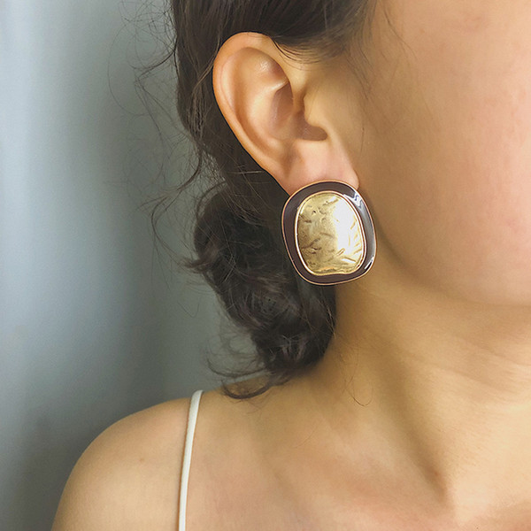 Pattern ya light simple punk earrings female personality irregular cc geometric color ear nail