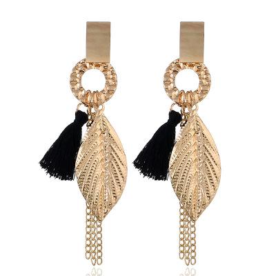 New Fashional Leaf Dangle Earring Copper Slice Charm Earring For Women Jewelry Long Pendant Tassels Earrings Eardrop For Festival Gift Party