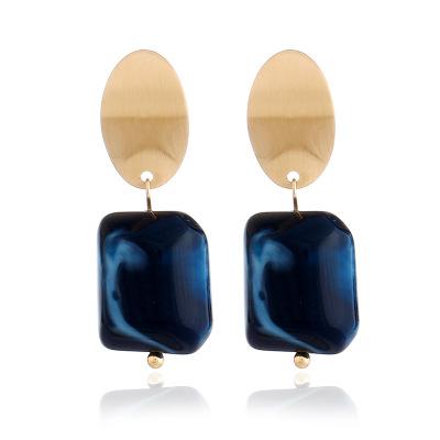 Ellipse Elegant Ear Ring Stud Fashional Women Jewelry Ornament Resin Charm Ear Ring Blue Champagne Chandelier Earring EarDrop Pendant