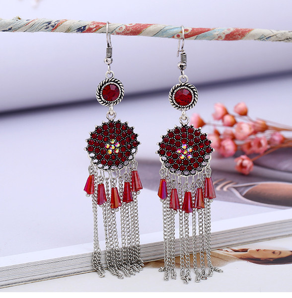 Vintage Tassels Earring Retro Ear ring Rhinestone Crystal Ear Stud Charm For women Pary Wedding Bohemian Eardrop Chandelier Earring Hot!