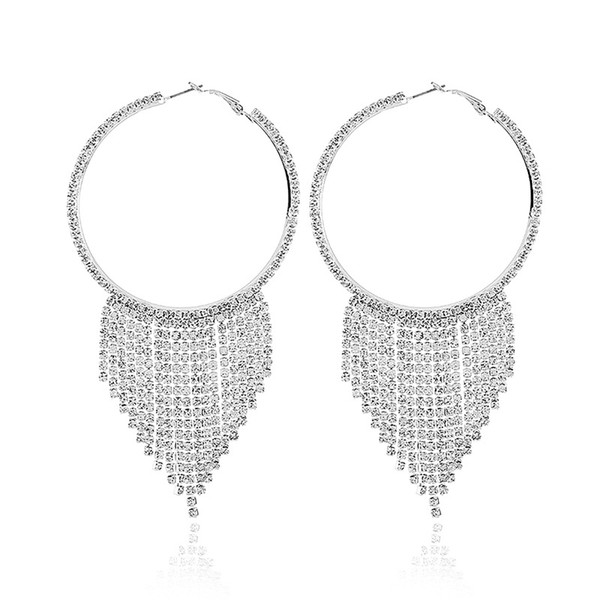 Masonry earrings tassel temperament women fashion tide female circle earrings rhinestone claw chain full rhinestone earrings mainstream