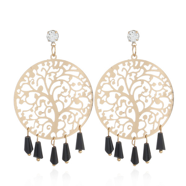 Earrings Europe and America fashion temperament tree of life shape earrings earrings charm trend elements round tassels