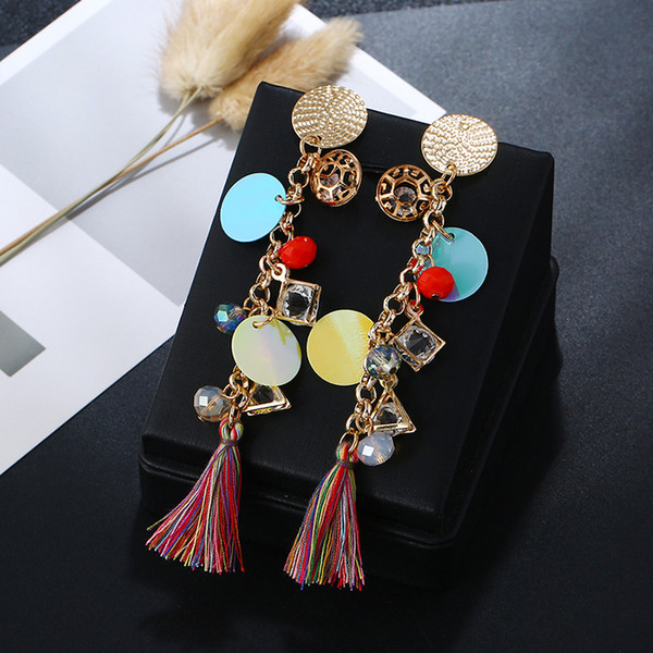 New Bohemian Earring Popular Charm Tassels Ear ring For Women Crystal Eardrop Chandelier Earring Alloy Resin Made For Wedding Party Festival