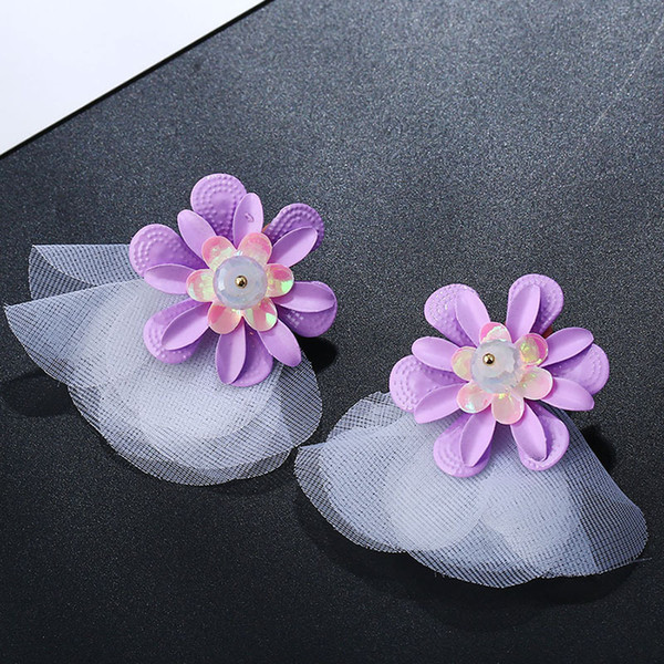 Fashional Purple Ear Stud Cloth Fabric Earring High Quality Cute Crystal Ear Drop For Women Party Wedding Engagement Earring Good Quality