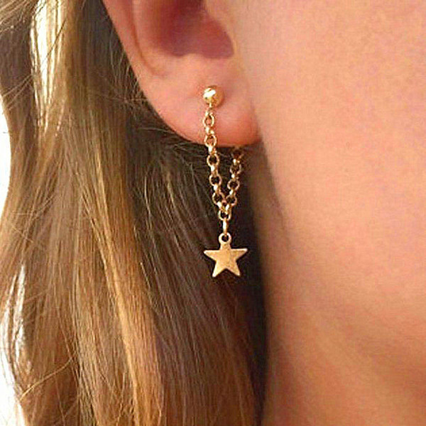 Japan, South Korea, Europe and The United States Fashion Personality Women's Simple Five-pointed Star Earring Earrings Earrings New