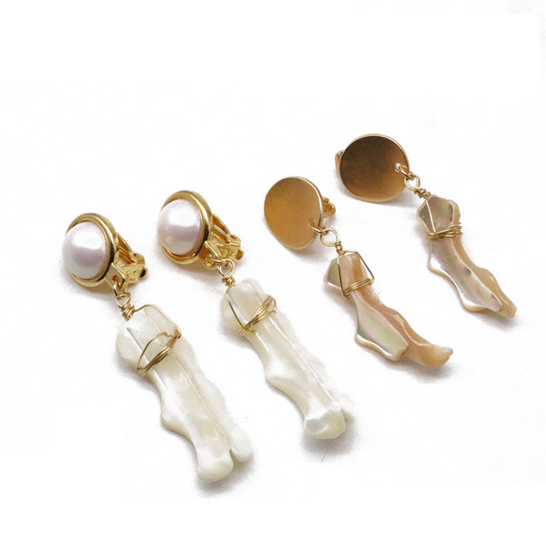 Free Shipping White Champagne Colors Hand Making Fashion Sweet Shell Popular Elegant Clip Earring For Women