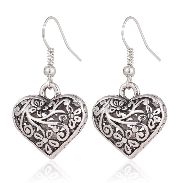 Retro Carved Heart Dangle Earrings Women Luxury Jewelry Fashion Earrings Designer Jewelry Des Boucles D'oreilles Statement Earrings