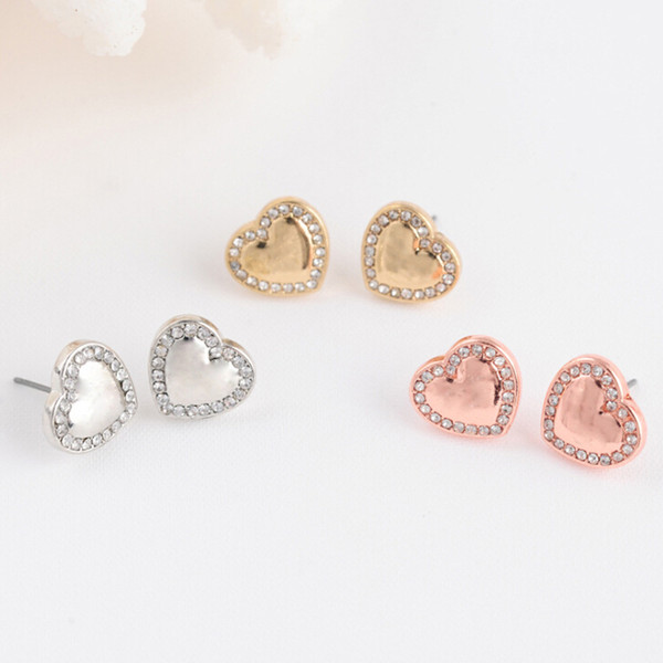 3 Colors Heart Shaped M Luxury Brand Designer Jewelry Women Earrings Stud Earrings Jewelry Dangle Chandelier