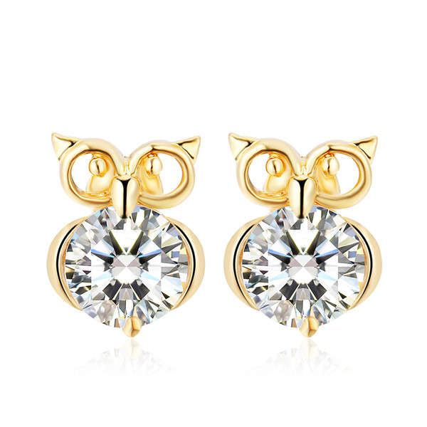 Cute Owl Zicron Earrings Silver Gold Hoop Earrings Mens Earrings Studs Women Luxury Stainless Steel Designer Jewelry Orecchini