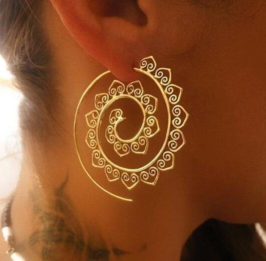 Wholesales Vintage Tribal India Spiral Earrings Gold Hoop Earrings Women Earrings Studs Designer Jewelry Des Boucles D'oreilles Orecchini