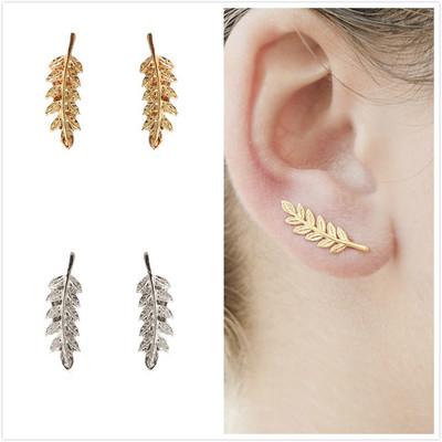 Brief Gold Silver Leaf Studs Mens Fashion Earrings Jewelry Designer Earrings Women Stud Earrings Dangle Chandelier for Xmas Christmas