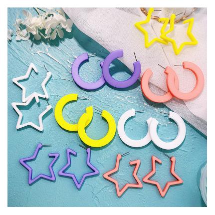 Bulk Lots 8 Styles Acrylic Star Hoop Fashion Earrings Jewelry Designer Earrings Women Stud Earrings Dangle Chandelier for Xmas Christmas