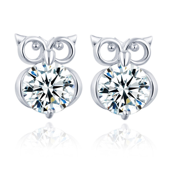 Wholesales Cute Owl Zicron Earrings Silver Gold Hoop Earrings Mens Earrings Studs Women Luxury Stainless Steel Designer Jewelry Orecchini