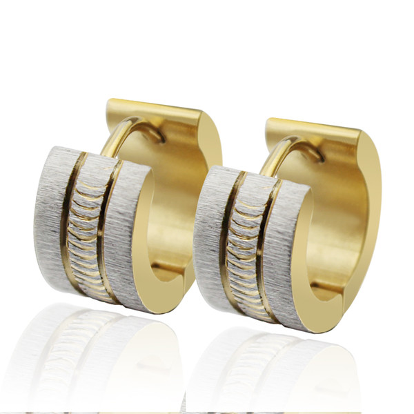 n041 Sparkling Stainless Steel Mens Hoop Earrings Silver Gold For Christ
8000
mas .Birthday .Party Jewlery Gifts