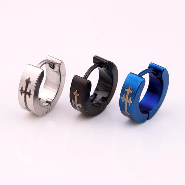 Korean fashion charm male Cross Earrings ear clip titanium / high quality wholesale