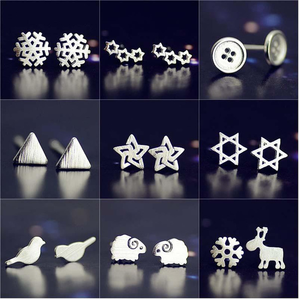 Factory straight nail tremella earrings silver plated silver ornaments fashion Snowflake earrings wholesale