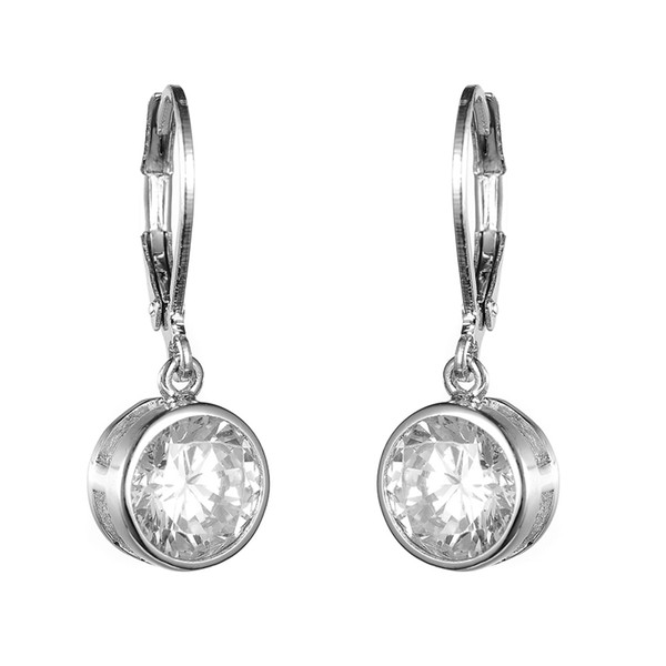 KIVN Fashion Jewelry Simple Classic Bezel Round 8mm CZ Cubic Zirconia Earrings for Women