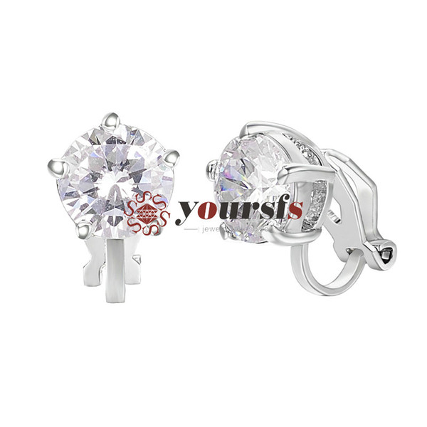 Yoursfs Crystal Women Clip On Earrings Fashion Jewelry Unique Cocktail CZ Earrings Women Gift E1080W1